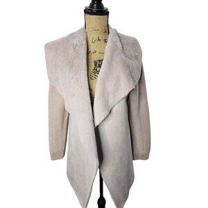 Pale Pink Soft Cozy Faux Fur Wrap Sweater Jacket